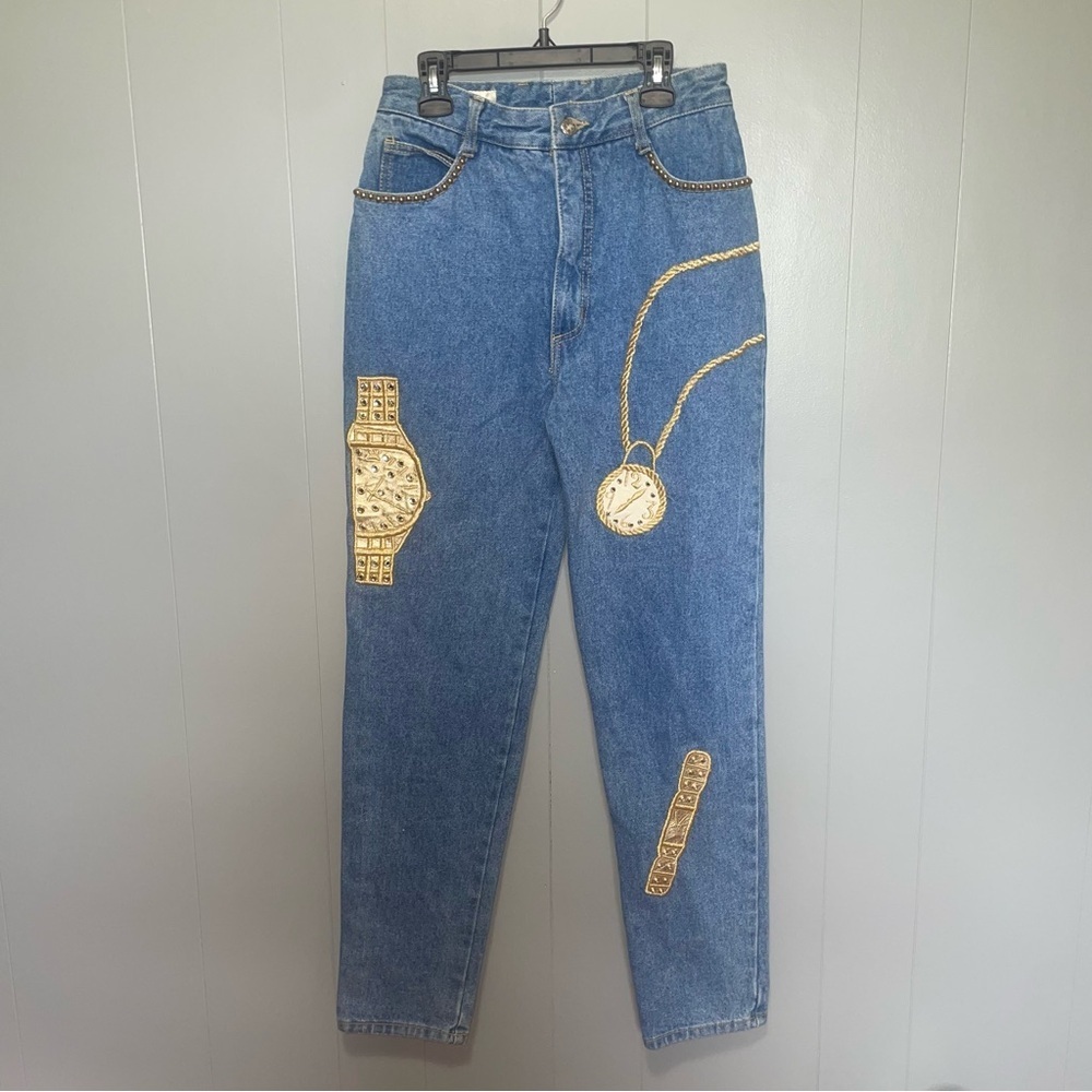 Tamorah Marie Vintage High Waisted Gold Watch Jeans Size 26